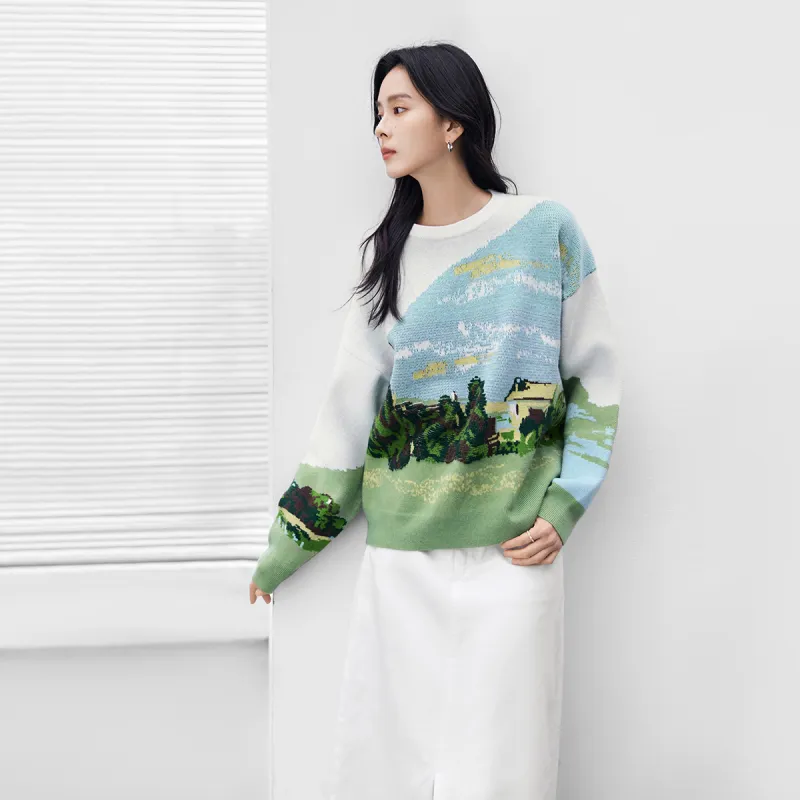 DIALOGUE Sweaters Women's Light Floral Green-2
