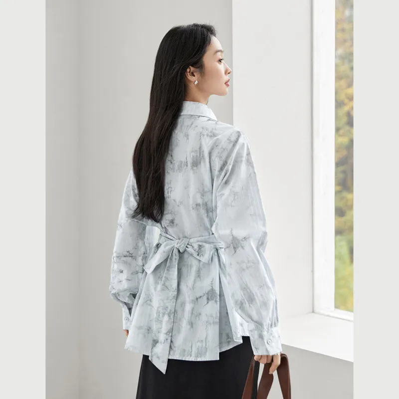 DIALOGUE Shirt Women's Tie Dye Light Blue-4