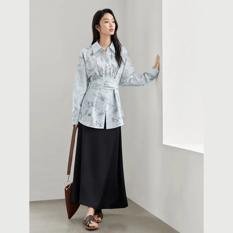 DIALOGUE Shirt Women's Tie Dye Light Blue-3