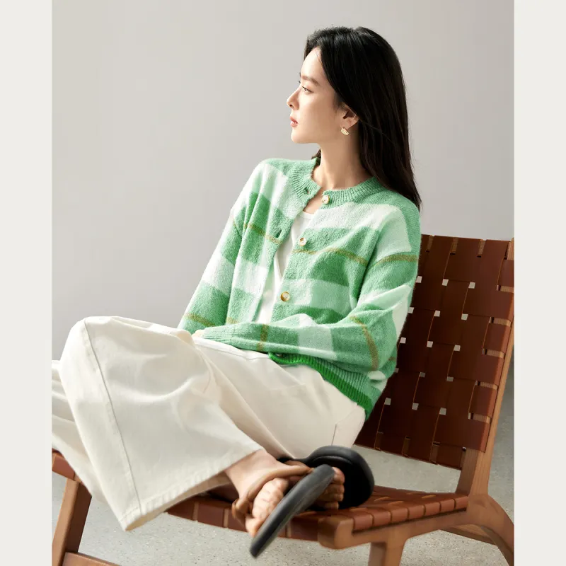 DIALOGUE Sweater Women's Forest Green Stripes-2