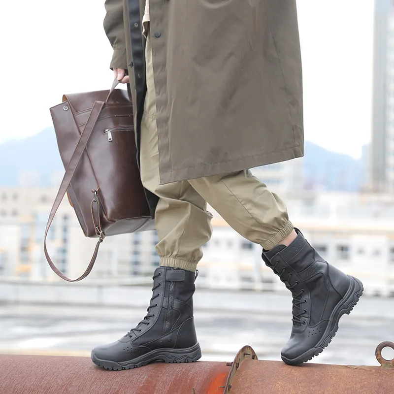 Hungo Cushioned Wear-Resistant Breathable Knee-High Outdoor Boots Unisex Brown-6