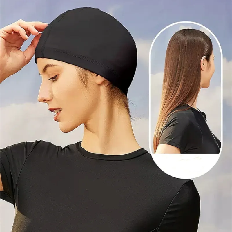 PUIU Waterproof Anti Slip Professional Swimming Cap With Extra Length For Adults And Kids Long Hair Swim Cap Unisex-3
