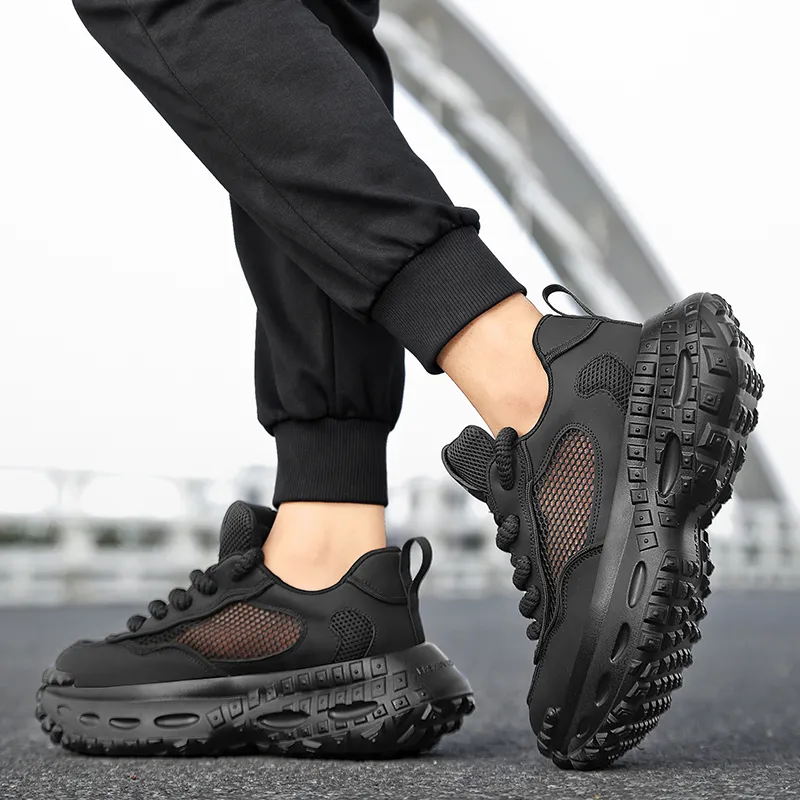 Van Ban Cushioned Slip-Resistant Breathable Height Increasing Low-Top Chunky Sneakers Men's-4
