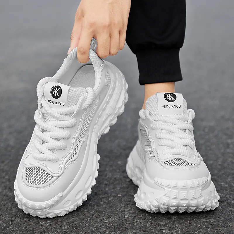 Van Ban Cushioned Slip-Resistant Breathable Height Increasing Low-Top Chunky Sneakers Men's-1
