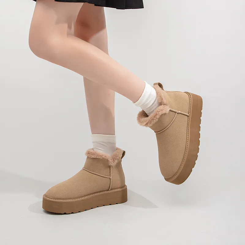 BESTFEEL Snow Boots Women's Black/Light Brown-12