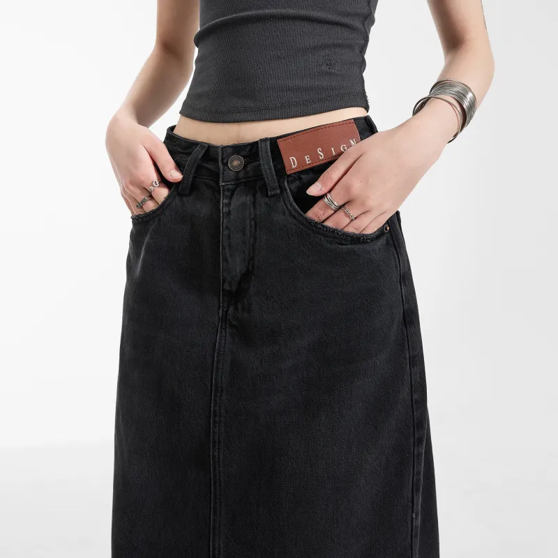 EDX Denim Long Skirts Women's Black-7