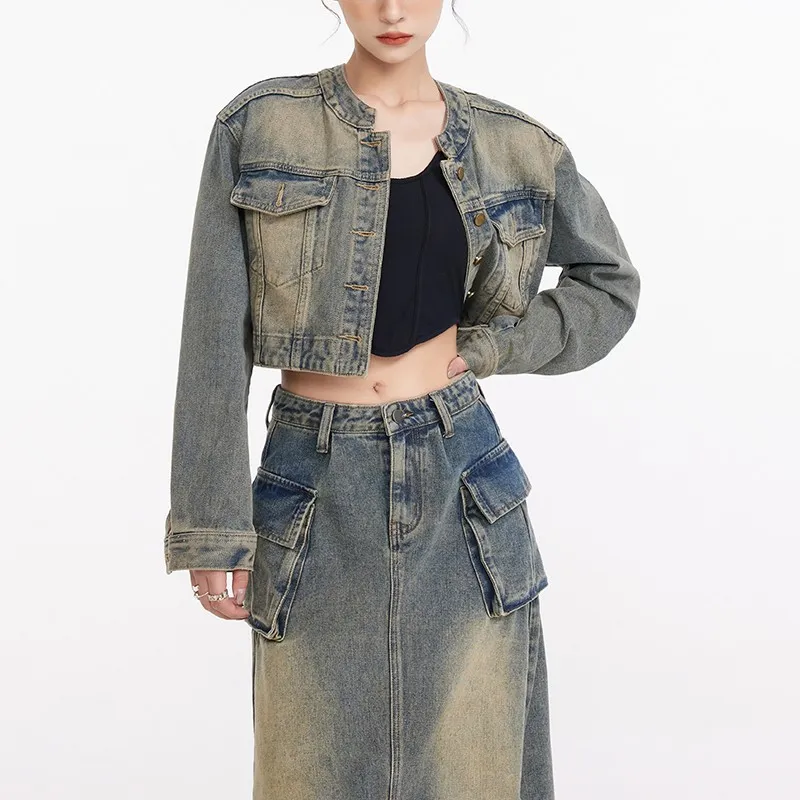 E.D.X Denim Jacket Women's Vintage Blue-5