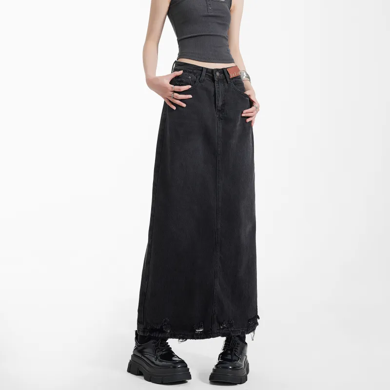 EDX Denim Long Skirts Women's Black-4