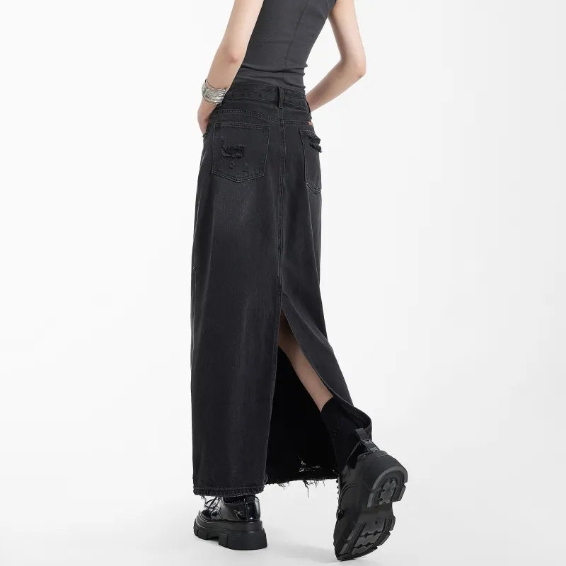 EDX Denim Long Skirts Women's Black-6