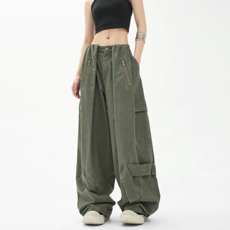 E.D.X Cargo Pants Women's Army Green-4