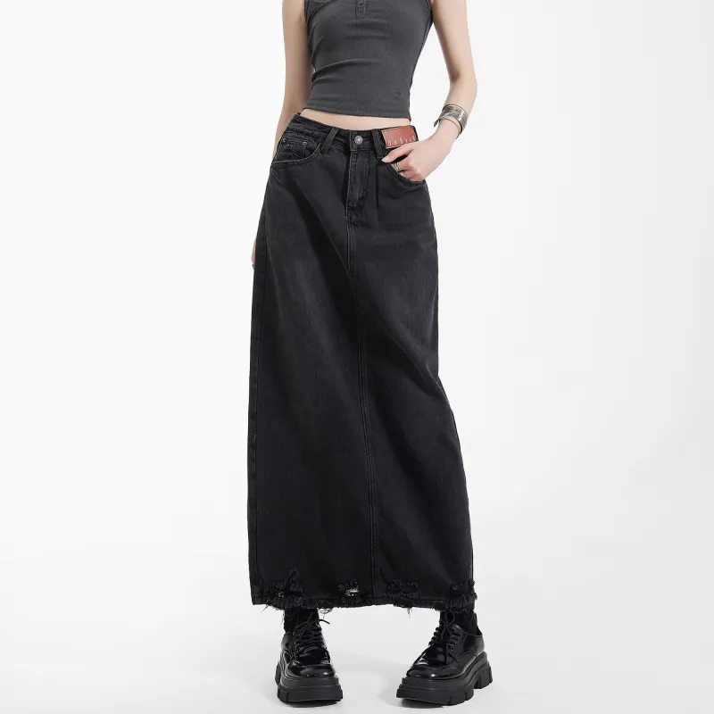 EDX Denim Long Skirts Women's Black-3