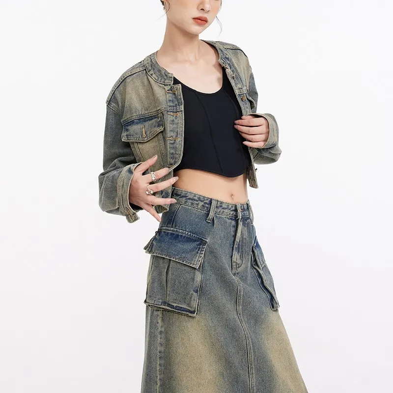 E.D.X Denim Jacket Women's Vintage Blue-2