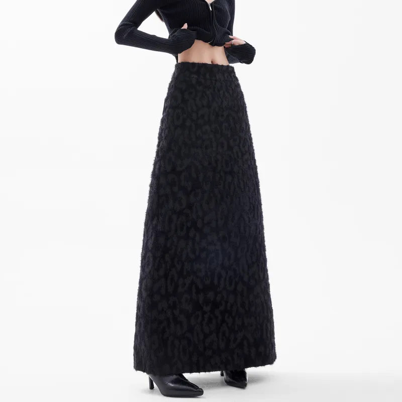 E.D.X Casual Long Skirt Women's Black-4