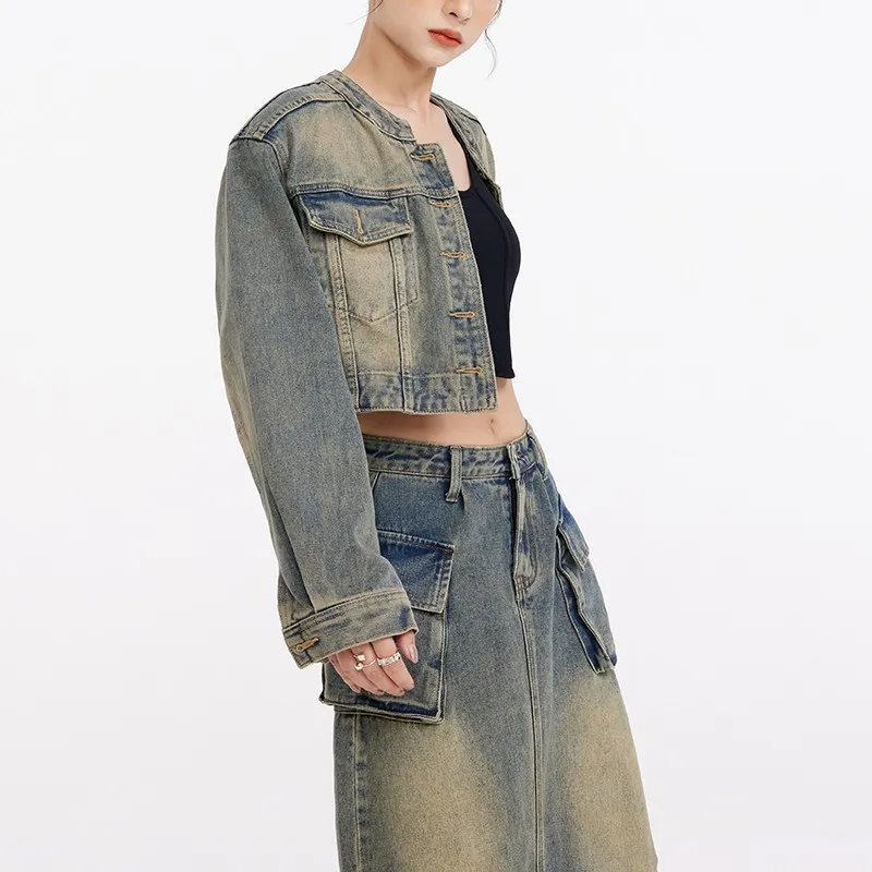 E.D.X Denim Jacket Women's Vintage Blue-4