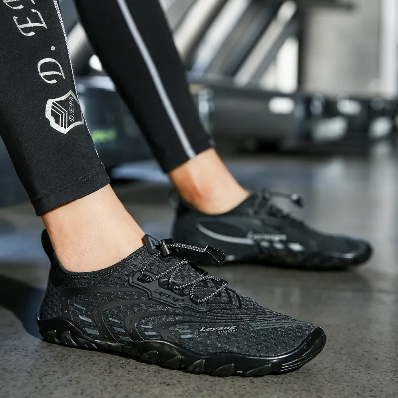 Leyang Anti Slip Wear Resistant Low Top Training Shoes Men's Black-7