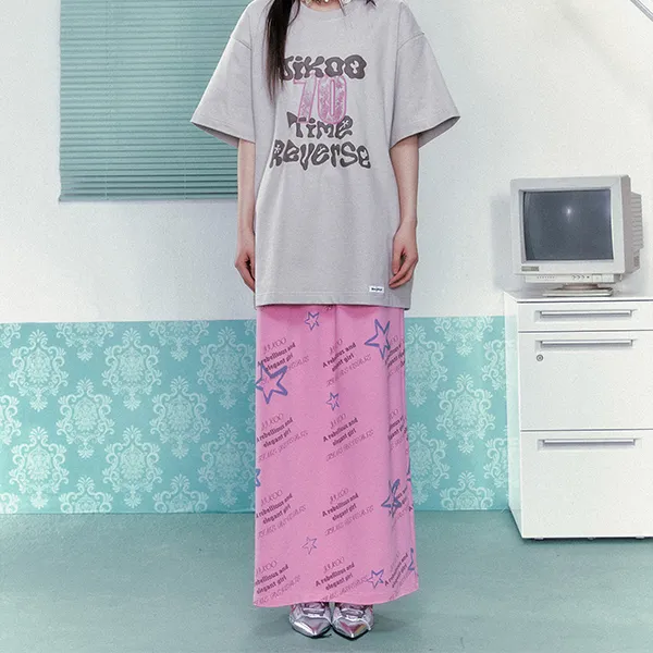 JIKOO Casual Long Skirts Women's Frosting Pink-2