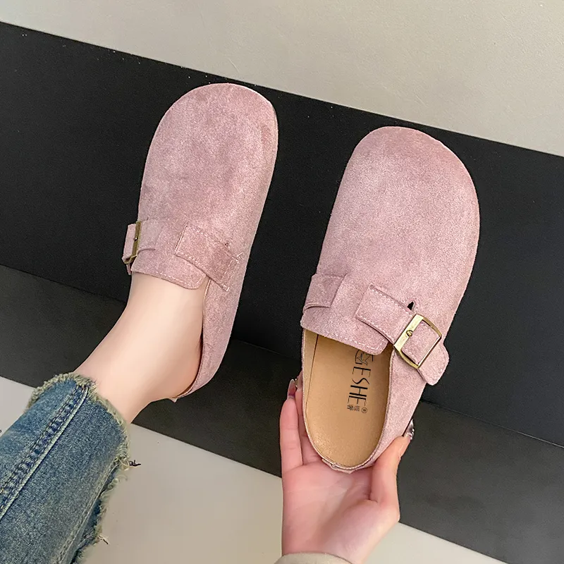 GESHE Rubber Sole Abrasion Resistant Slip Resistant Wrap toe Slippers Women's-9