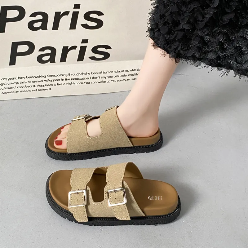 GESHE Rubber Sole Abrasion Resistant Slide Slippers Women's-3