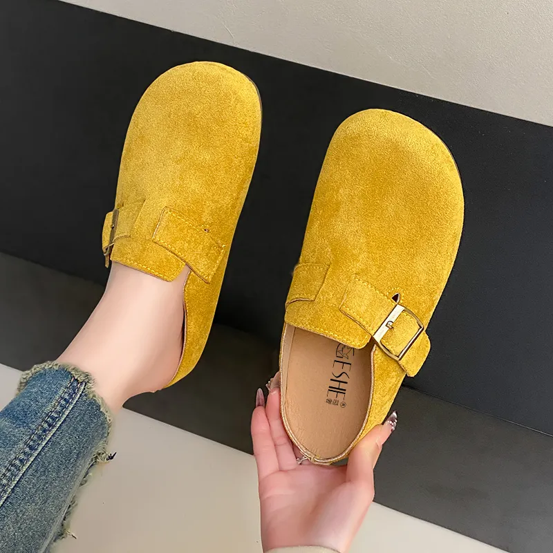 GESHE Rubber Sole Abrasion Resistant Slip Resistant Wrap toe Slippers Women's-15