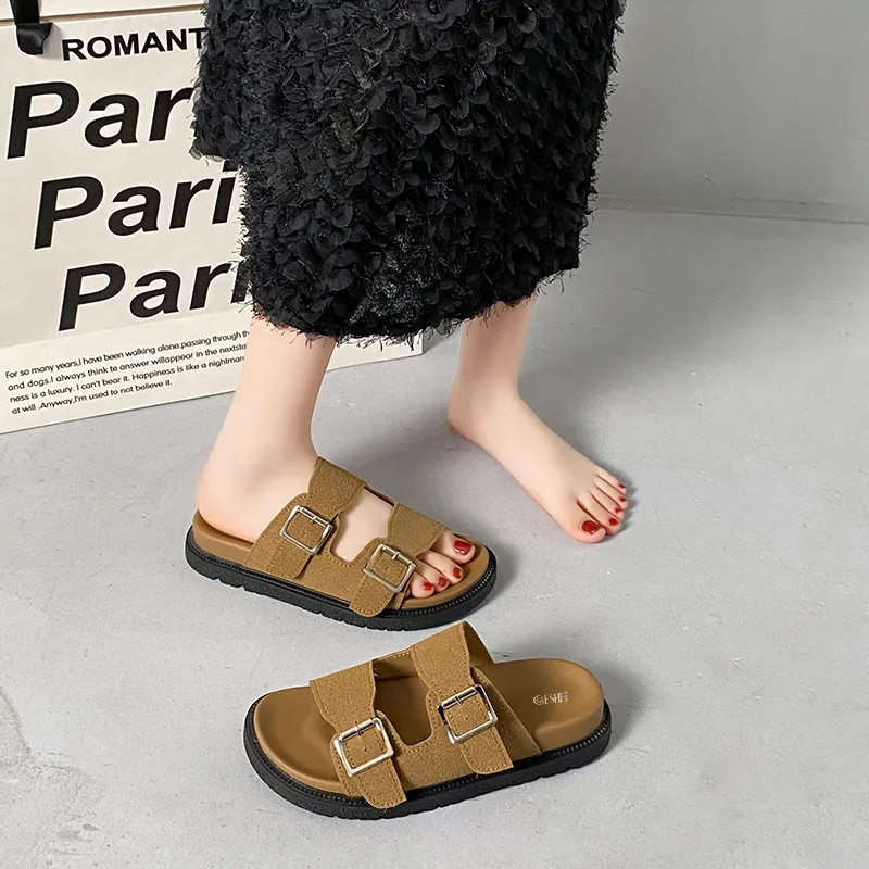 GESHE Rubber Sole Abrasion Resistant Slide Slippers Women's-5