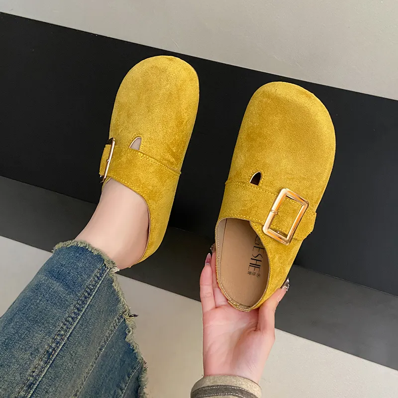 GESHE Rubber Sole Abrasion Resistant Slip Resistant Wrap toe Slippers Women's-8