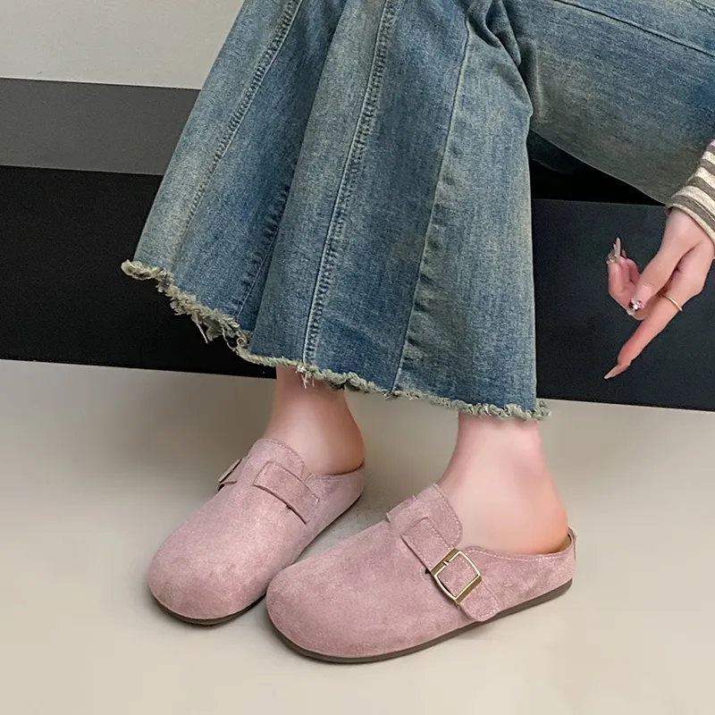 GESHE Rubber Sole Abrasion Resistant Slip Resistant Wrap toe Slippers Women's-10