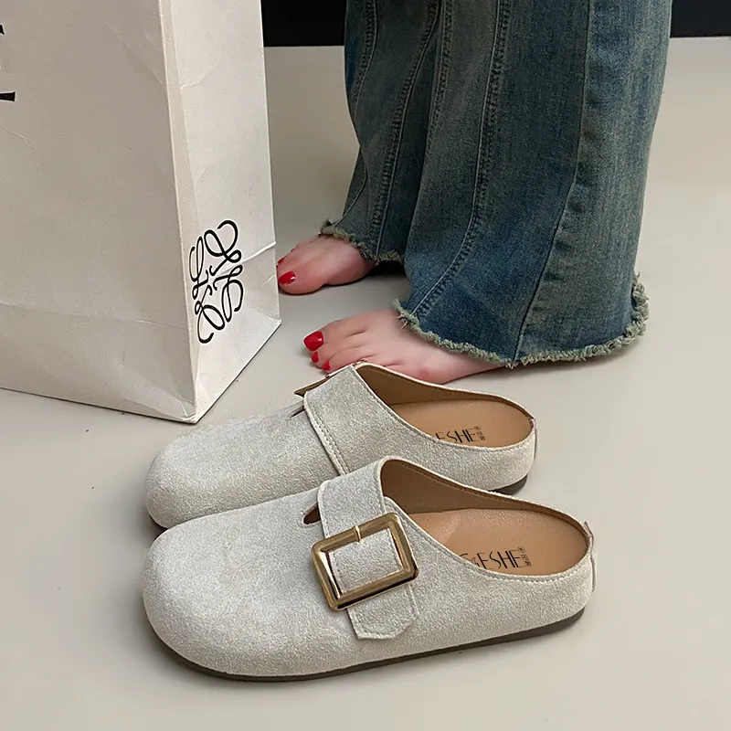 GESHE Rubber Sole Abrasion Resistant Slip Resistant Wrap toe Slippers Women's-4
