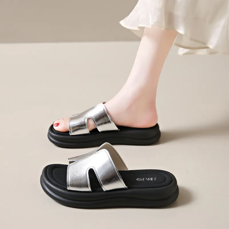 GESHE Rubber Sole Slip Resistant Slide Slippers Women's-1