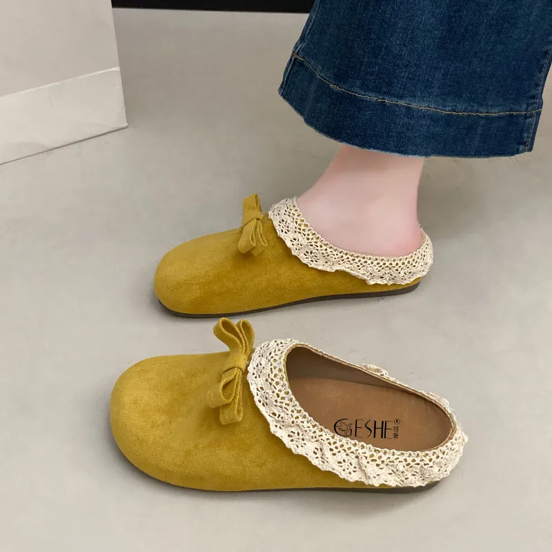 GESHE Rubber Sole Abrasion Resistant Slip Resistant Closed Toe Slippers Women's-6
