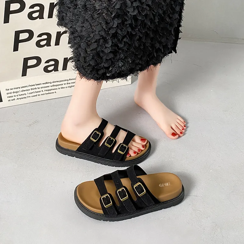 GESHE Rubber Sole Abrasion Resistant Slide Slippers Women's-2