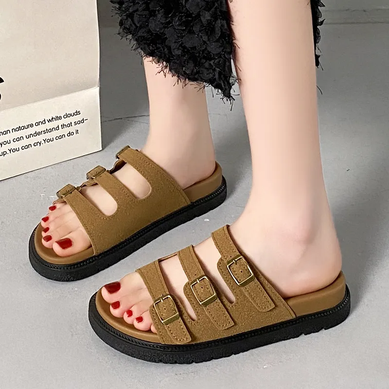 GESHE Rubber Sole Abrasion Resistant Slide Slippers Women's-5