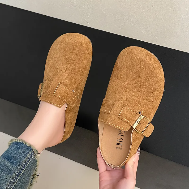 GESHE Rubber Sole Abrasion Resistant Slip Resistant Wrap toe Slippers Women's-19