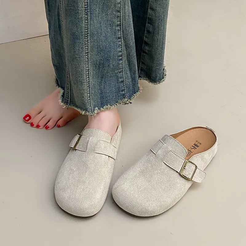 GESHE Rubber Sole Abrasion Resistant Slip Resistant Wrap toe Slippers Women's-3