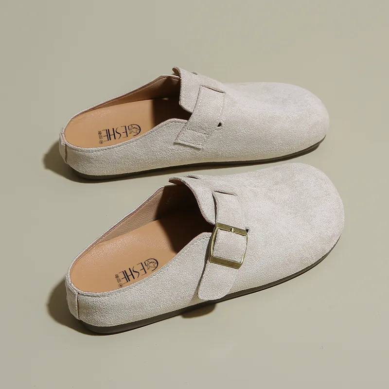 GESHE Rubber Sole Abrasion Resistant Slip Resistant Wrap toe Slippers Women's-1