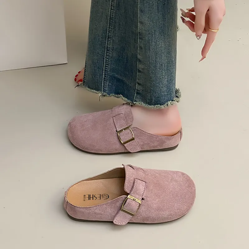 GESHE Rubber Sole Abrasion Resistant Slip Resistant Wrap toe Slippers Women's-11