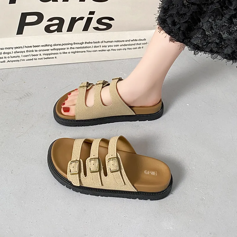 GESHE Rubber Sole Abrasion Resistant Slide Slippers Women's-11