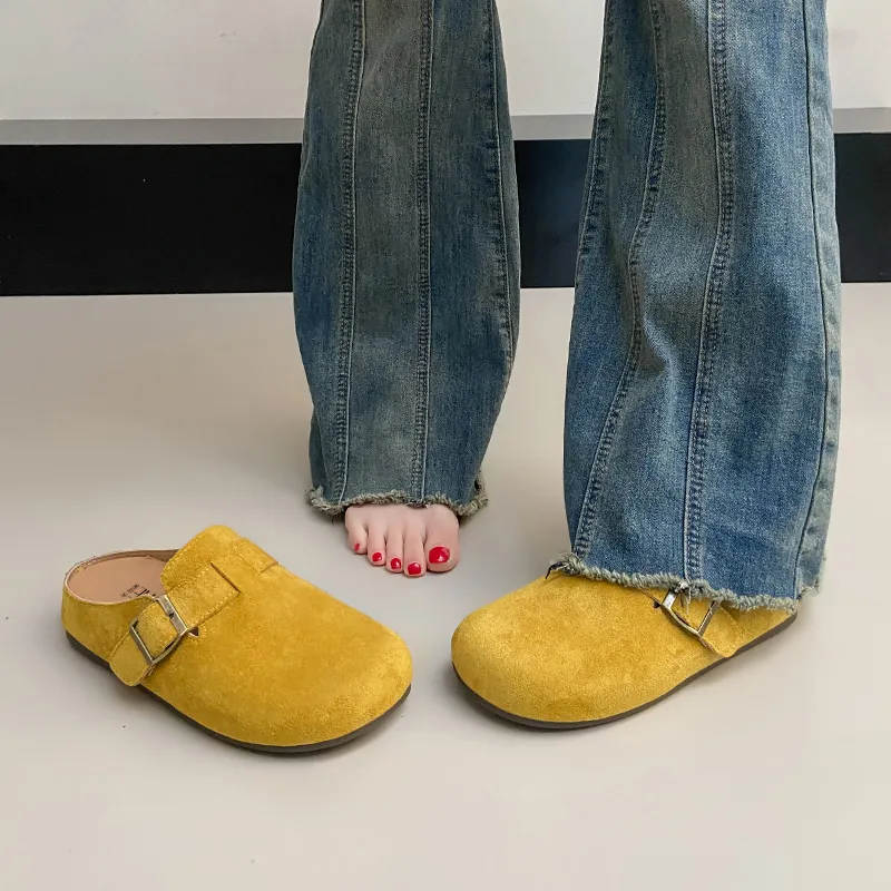 GESHE Rubber Sole Abrasion Resistant Slip Resistant Wrap toe Slippers Women's-14