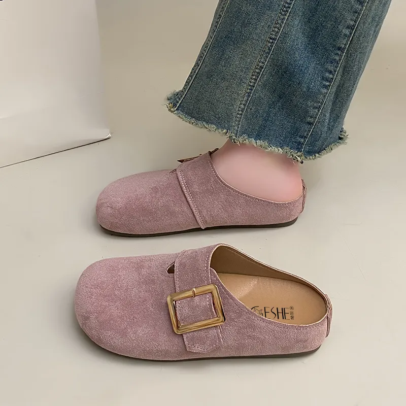 GESHE Rubber Sole Abrasion Resistant Slip Resistant Wrap toe Slippers Women's-6
