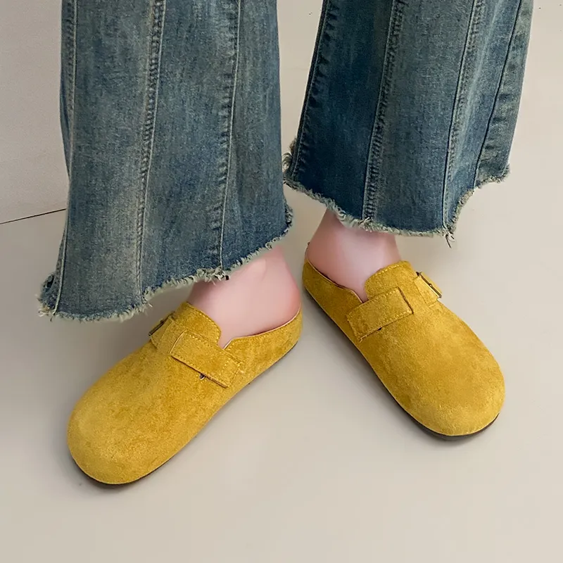 GESHE Rubber Sole Abrasion Resistant Slip Resistant Wrap toe Slippers Women's-13