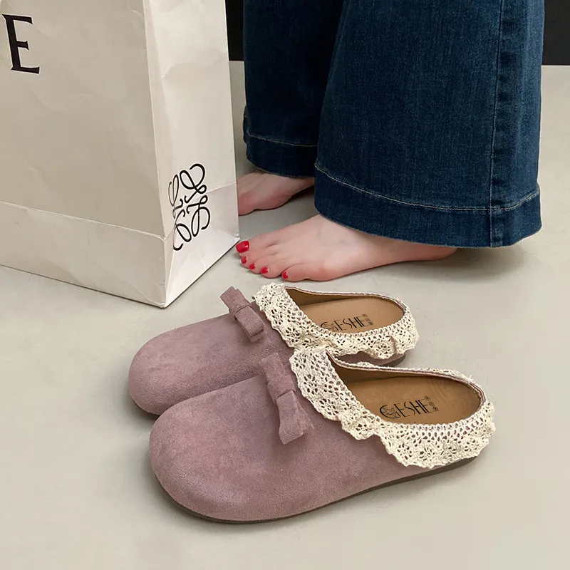 GESHE Rubber Sole Abrasion Resistant Slip Resistant Closed Toe Slippers Women's-9