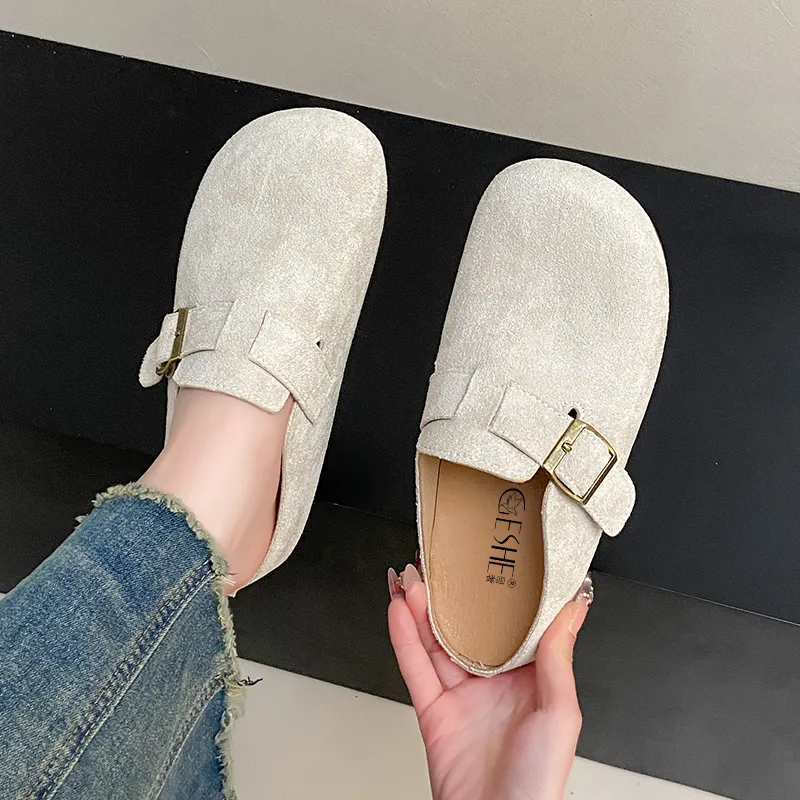 GESHE Rubber Sole Abrasion Resistant Slip Resistant Wrap toe Slippers Women's-2