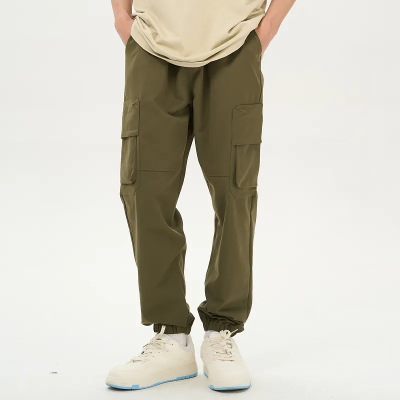 Menblero Casual Pants Unisex Olive Green-3