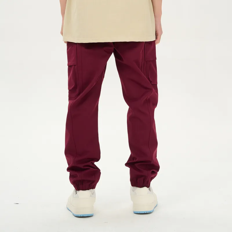 Menblero Casual Pants Unisex Burgundy-5