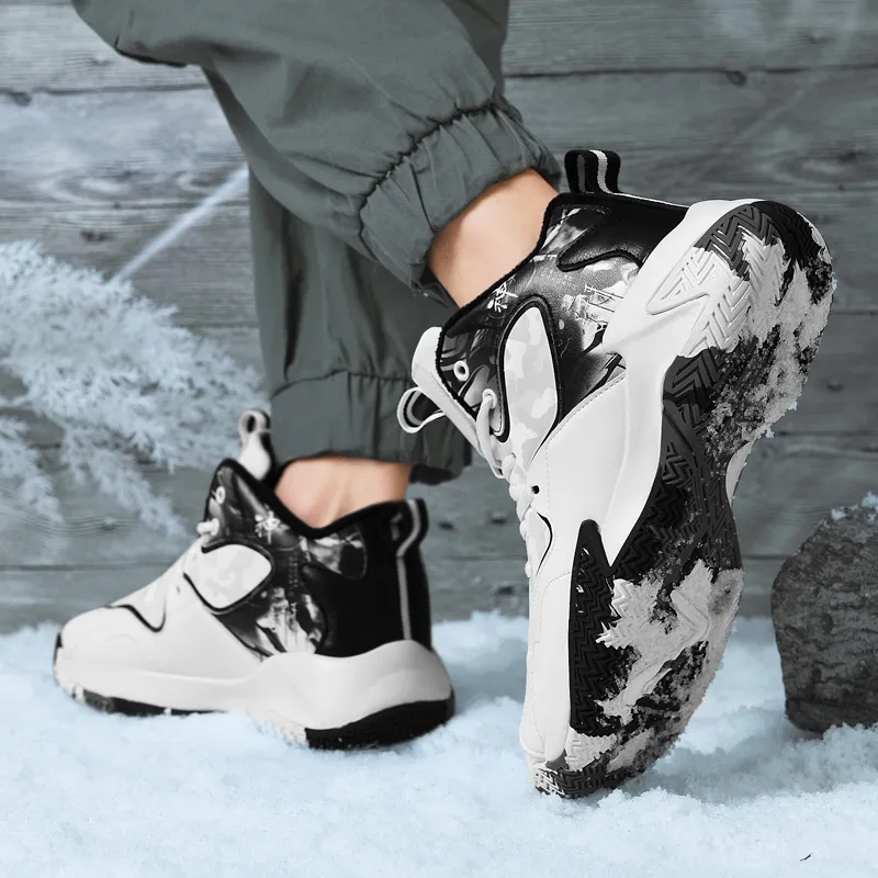 Black tailed Deer Thermal Cushioning Abrasion Resistant Slip Resistant High Top Basketball Shoes Unisex-27