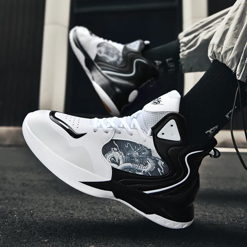 Black tailed Deer Thermal Cushioning Abrasion Resistant Slip Resistant High Top Basketball Shoes Unisex-24