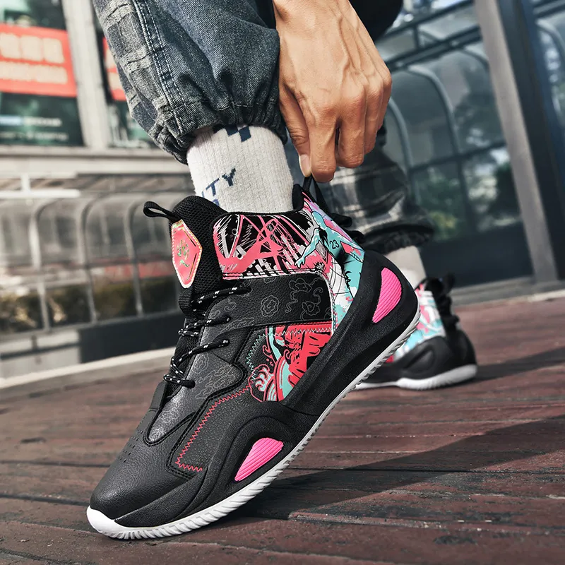Black tailed Deer High Top Basketball Shoes Unisex-23