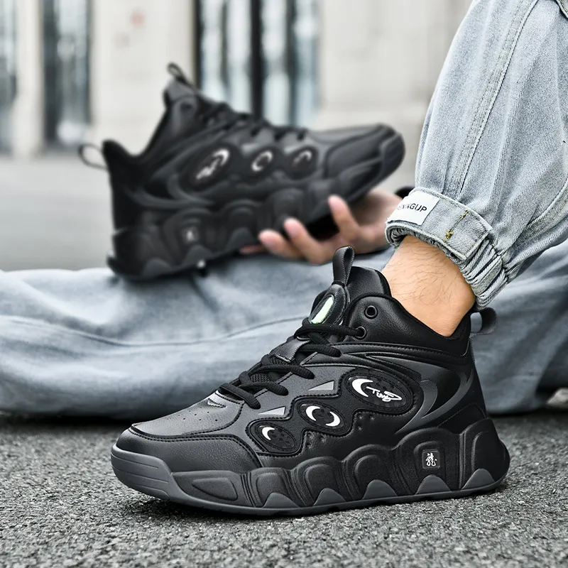 Black tailed Deer Thermal Cushioning Abrasion Resistant Slip Resistant High Top Basketball Shoes Men's-9
