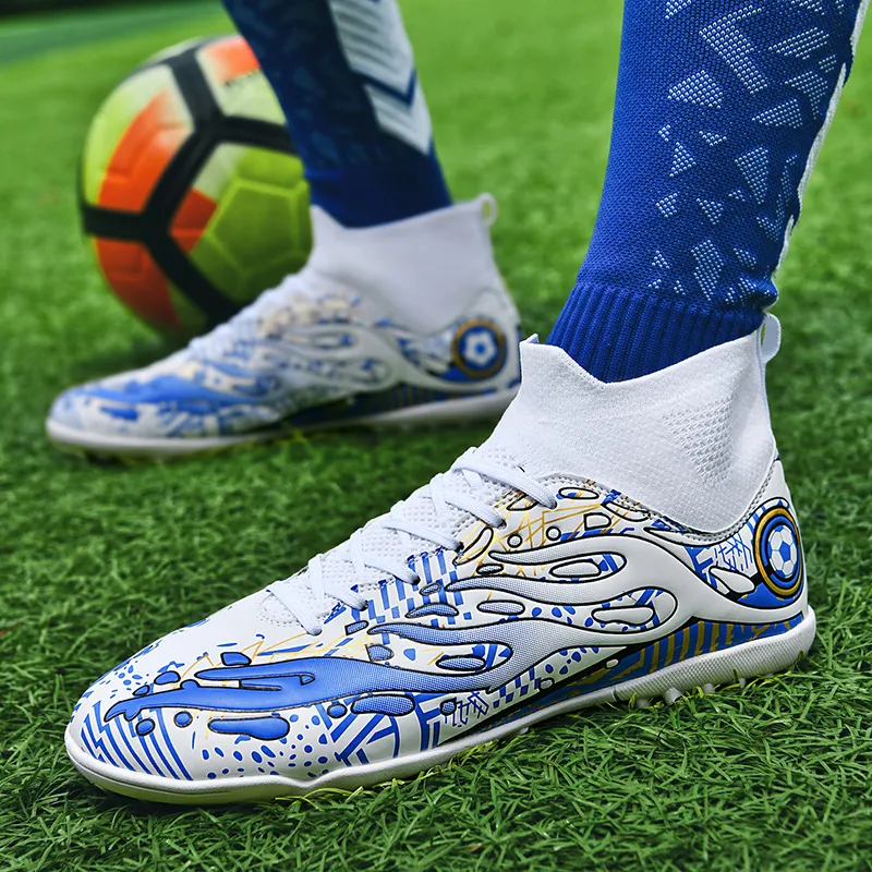 Black tailed deer Soccer Shoes Unisex High Top Aqua/White Blue/White Red-31