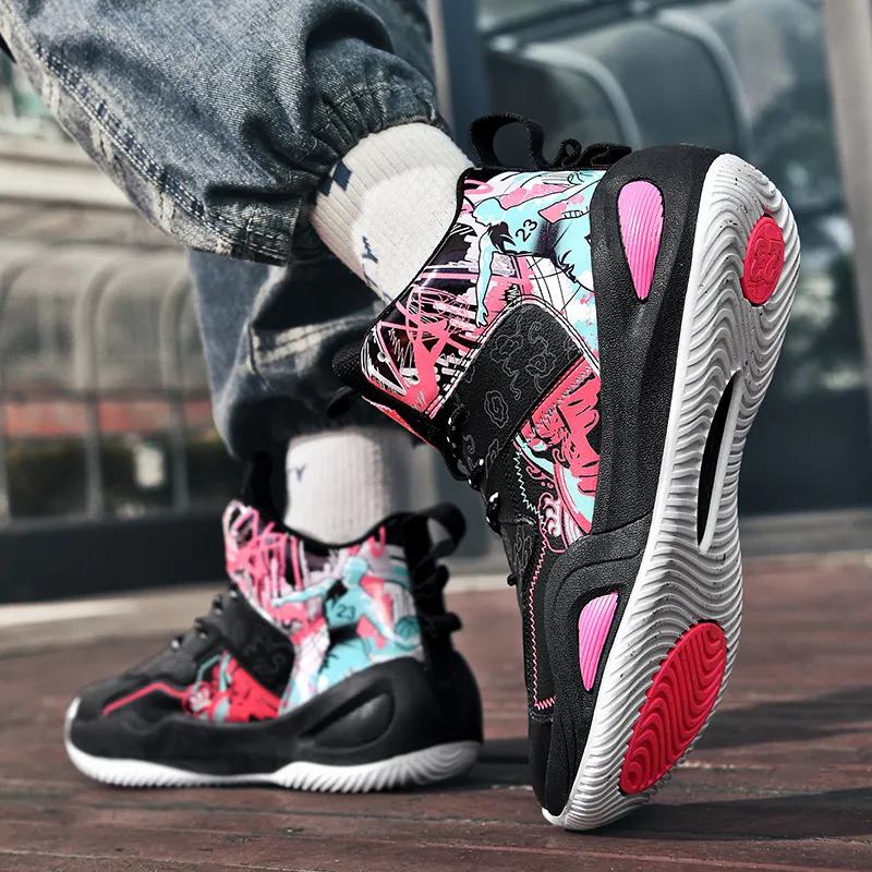 Black tailed Deer High Top Basketball Shoes Unisex-24