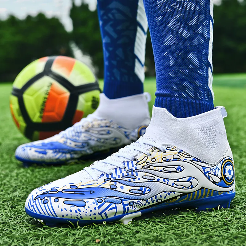 Black tailed deer Soccer Shoes Unisex High Top Aqua/White Blue/White Red-11